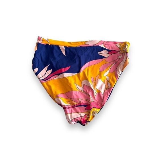 New Trina Turk High Cut Swimsuit Bikini Bottoms Breeze Blue Pink Floral 10 - Picture 2 of 4